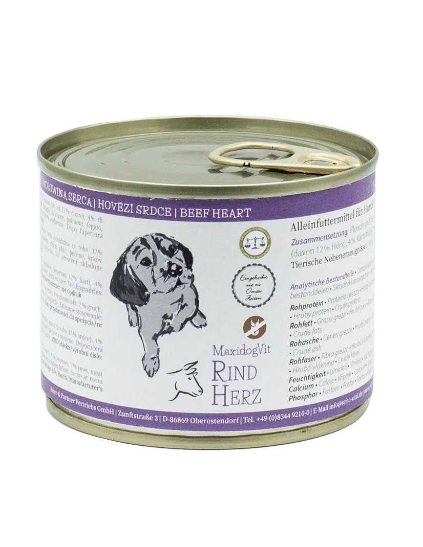 maxivit-rind-herz-200-g MaxidogVit „Rind Herz“ – Vollwertiges Nassfutter für Hunde